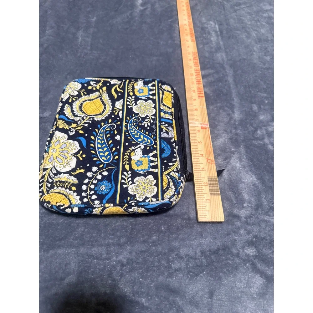 Vera Bradley Elephant Paisley Quilted Tote Bag and Tablet Pouch Set Navy Yellow
